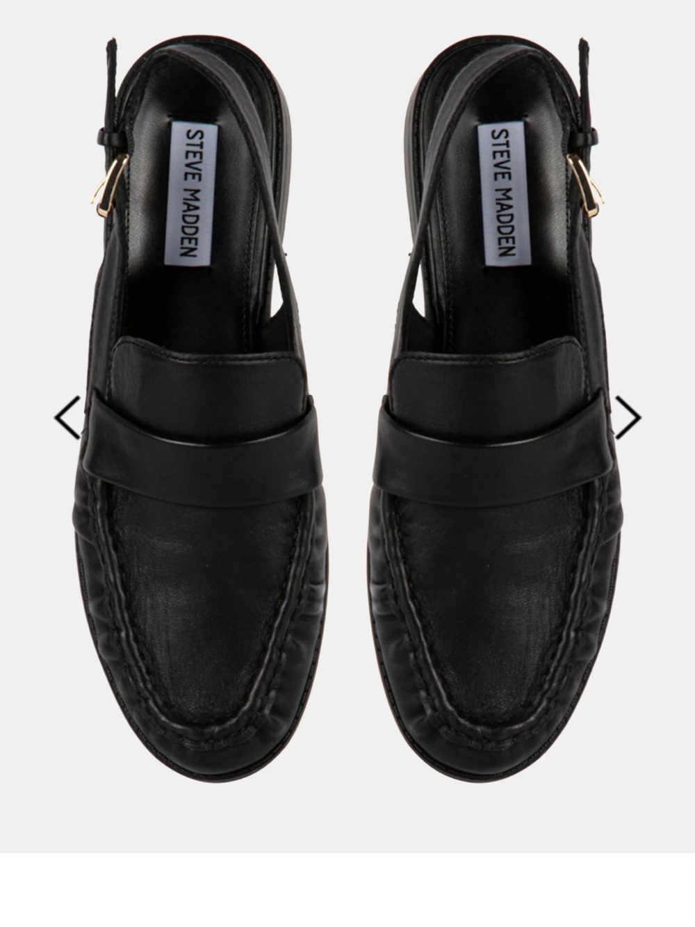 Steve Madden Women’s Black Leather Penny Loafers slingback